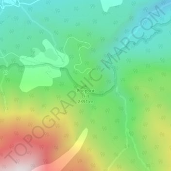 Poopout Hillの地形図、標高、地勢