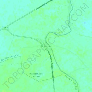 Boburesの地形図、標高、地勢