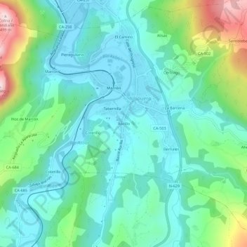 Rocilloの地形図、標高、地勢
