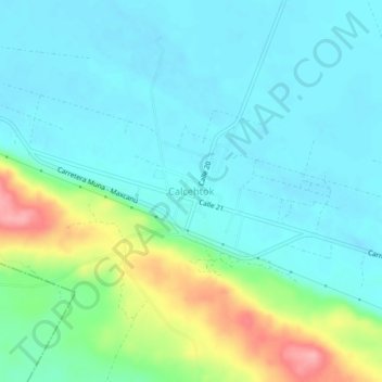 Calcehtokの地形図、標高、地勢