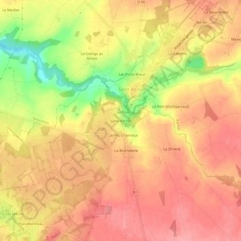 Saint-Michelの地形図、標高、地勢