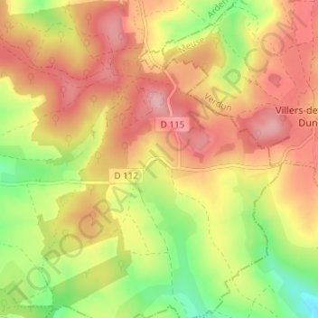 Andevanneの地形図、標高、地勢