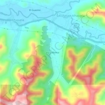 Agua Blancaの地形図、標高、地勢