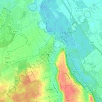 Unterkirchbergの地形図、標高、地勢