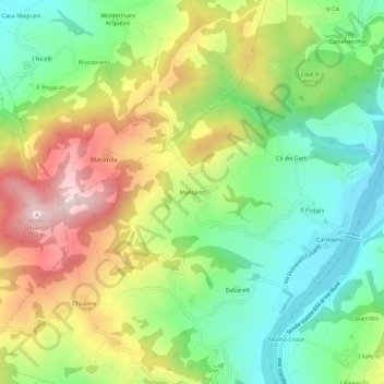 Mansanoの地形図、標高、地勢