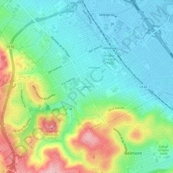 Laurelの地形図、標高、地勢