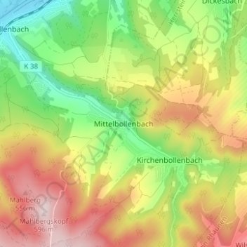 Mittelbollenbachの地形図、標高、地勢