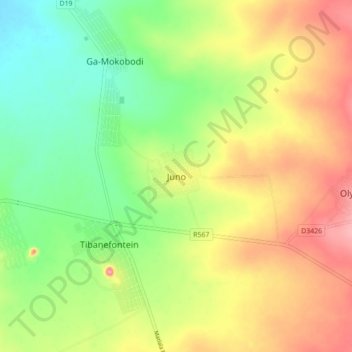 Junoの地形図、標高、地勢