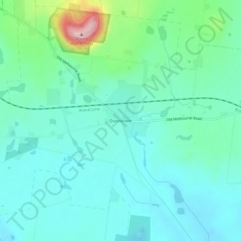 Dunnstownの地形図、標高、地勢