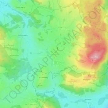 Rettenbachの地形図、標高、地勢