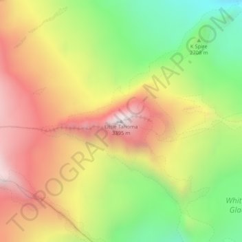 Little Tahomaの地形図、標高、地勢
