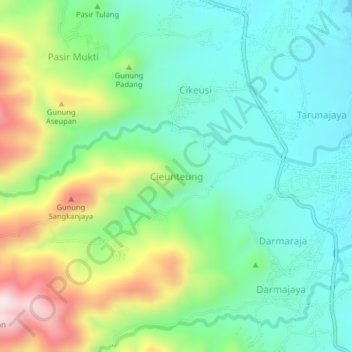 Cieunteungの地形図、標高、地勢