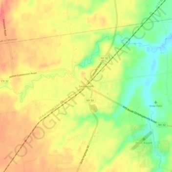 Gansevoortの地形図、標高、地勢