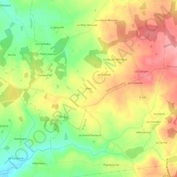 Pairsの地形図、標高、地勢