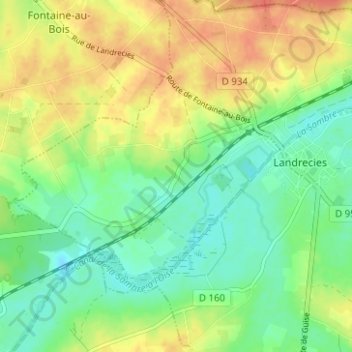 Happegarbesの地形図、標高、地勢