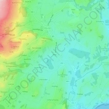 Riedの地形図、標高、地勢