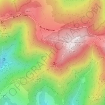 Weisse Rudelの地形図、標高、地勢