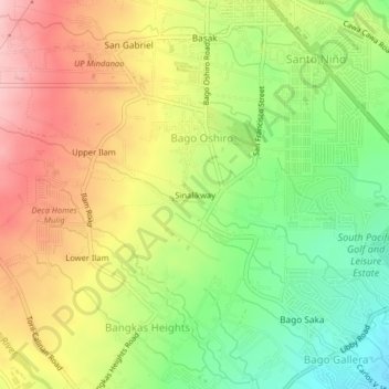 Sinalikwayの地形図、標高、地勢