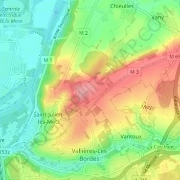Grimontの地形図、標高、地勢