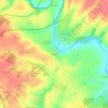 Folietの地形図、標高、地勢