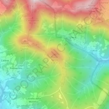 Monte Solinoの地形図、標高、地勢