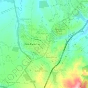Marketteの地形図、標高、地勢