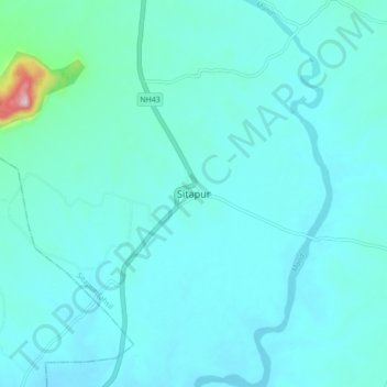 Sitapurの地形図、標高、地勢