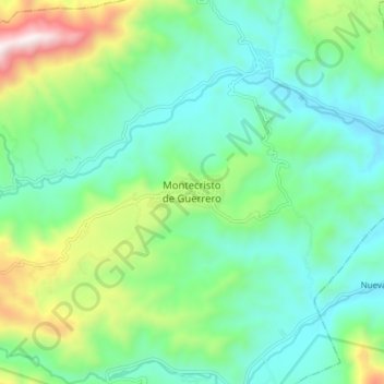 Montecristo de Guerreroの地形図、標高、地勢