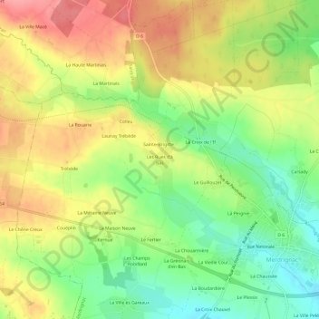 Les Rues d'à Basの地形図、標高、地勢