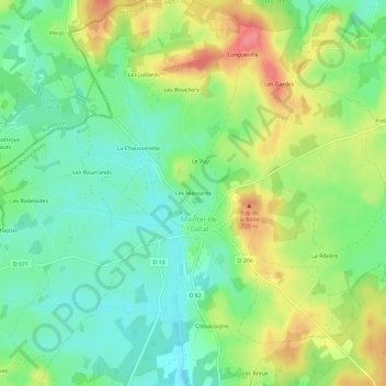 Les Massardsの地形図、標高、地勢