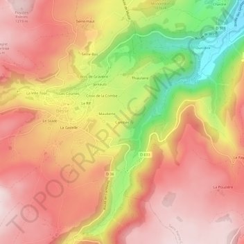 Combesの地形図、標高、地勢
