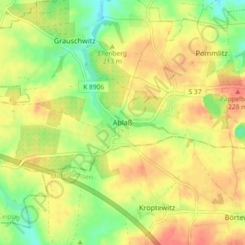 Ablaßの地形図、標高、地勢