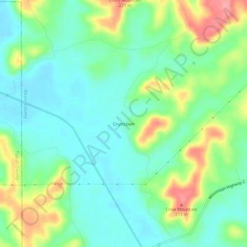 Crumtownの地形図、標高、地勢