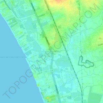 Ban Na Chom Thianの地形図、標高、地勢