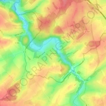Lucenayの地形図、標高、地勢