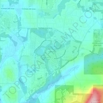 Klahanieの地形図、標高、地勢
