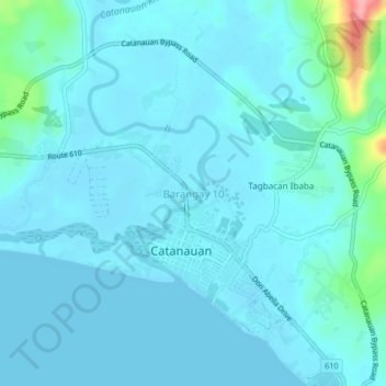 Barangay 10の地形図、標高、地勢