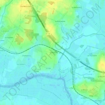 Le Fleauの地形図、標高、地勢
