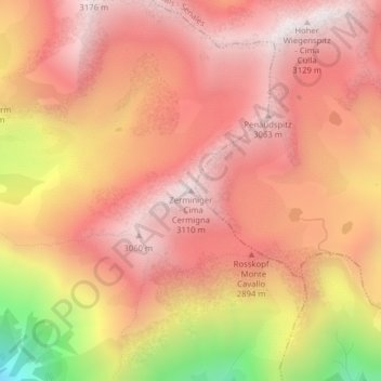 Zerminigerの地形図、標高、地勢