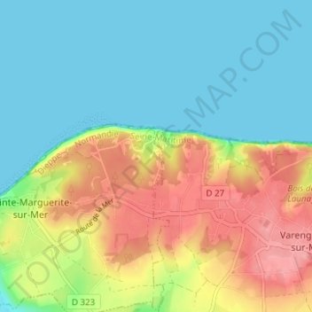 Vasterivalの地形図、標高、地勢