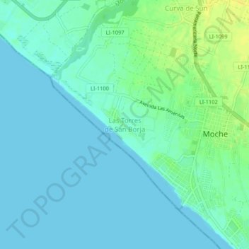 Las Torres de San Borjaの地形図、標高、地勢