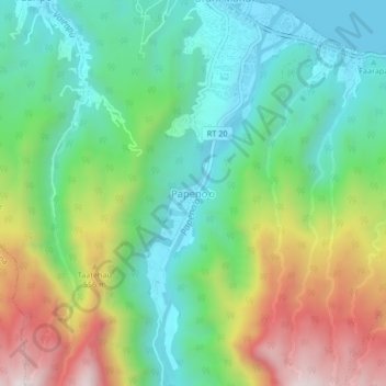 Papeno’oの地形図、標高、地勢