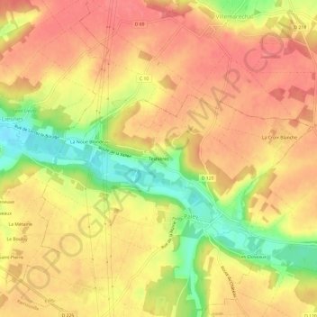 Tesnièresの地形図、標高、地勢