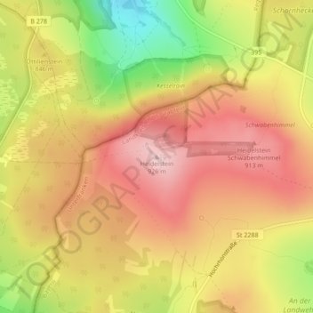 Heidelsteinの地形図、標高、地勢