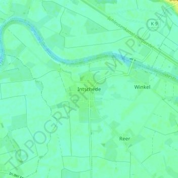 Intschedeの地形図、標高、地勢