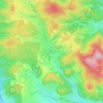 Sulz im Wienerwaldの地形図、標高、地勢
