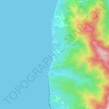 Baliteの地形図、標高、地勢