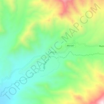 Cuncaの地形図、標高、地勢