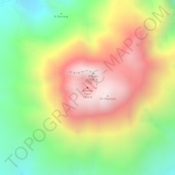 Mount Egonの地形図、標高、地勢