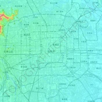 北京市の地形図、標高、地勢